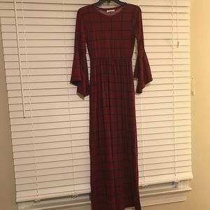 BRAND NEW. Burgundy Bell sleeve maxi dress.